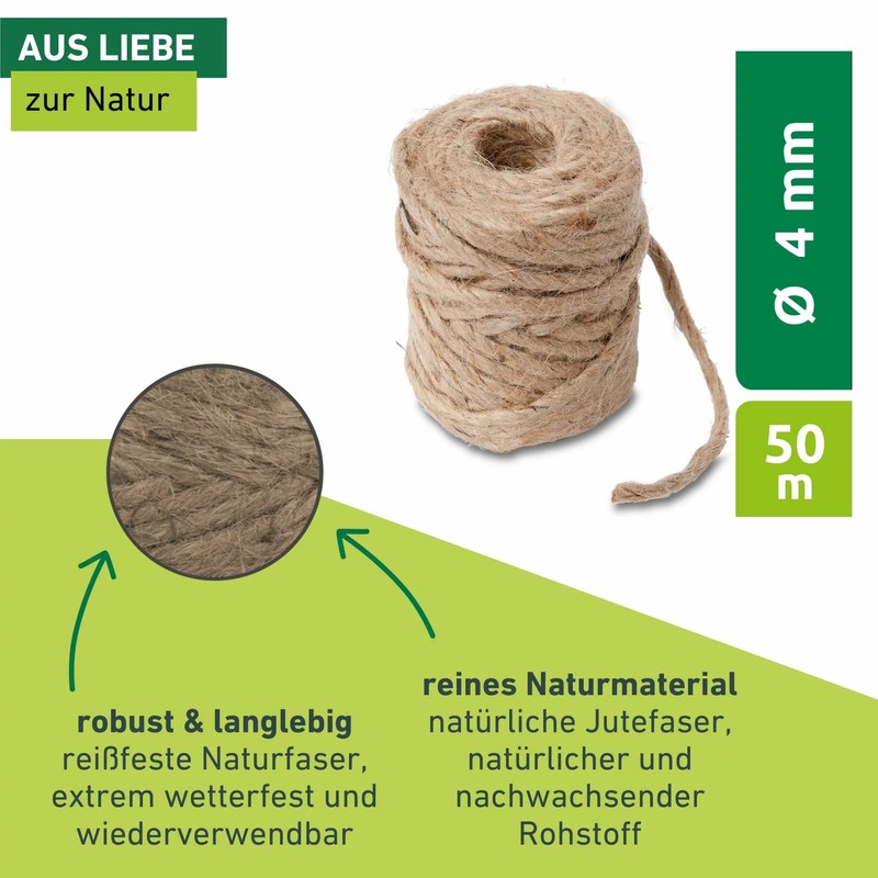 Windhager Jute Twine, Single, 4 mm x 50 m, beige
