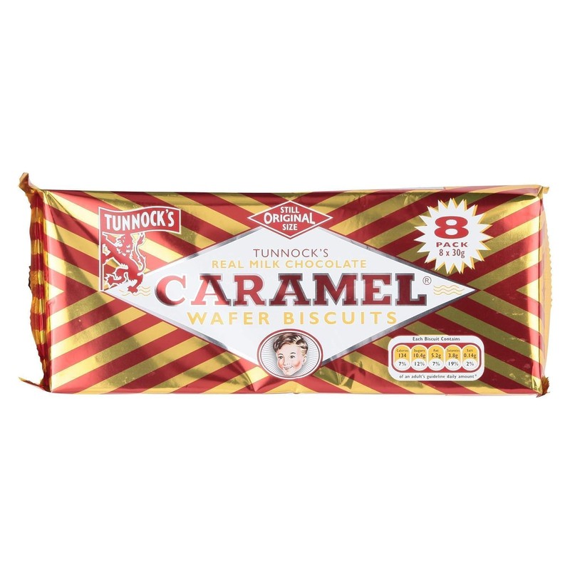 Tunnocks Milk Chocolate Caramel Wafer Biscuit 8 Pack 30g (Pack