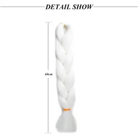 24 Inch Braids Extensions, Jumbo Braids, Synthetic Hair, 1 Bundle, Kanekalon Synthetic Crochet Hair, Braiding Hair, Afro Box Braiding (White)