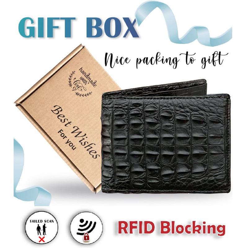 Genuine Crocodile Leather Men's Crocodile Leather Bifold Genuine Leather and