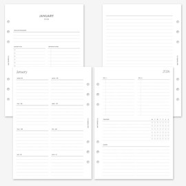 MAY PAPER CO. 2026 A5 Weekly Planner Refill, Week on Two Page Planner Insert for Filofax A5 and LV GM 6 ringed Agenda (Weekly with Tracker)