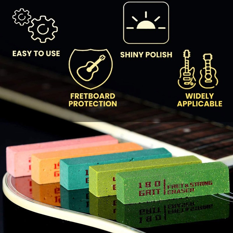 5Pcs Fret Eraser Dust Cleaner Fretboard Scrubber String Polishing Tool
