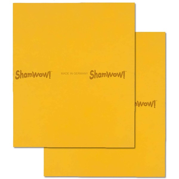 ShamWow The Original Super Absorbent Multi-Purpose Cleaning Shammy (Chamois) Towel Cloth, Machine Washable, Will Not Scratch, Orange (2 Pack)