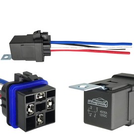 irhapsody 4-PIN 40/30AMP 12V DC Waterproof Relay with Harness - Heavy Duty 12 AWG Tinned Copper Wires, 1 Pack SPST Automotive Relay