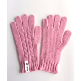 Mimin Macaron Twisted Finger Hole Touch Gloves (Pink)