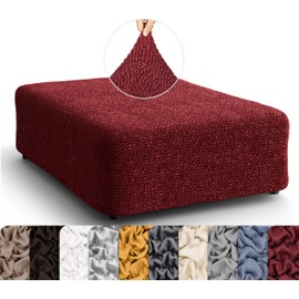 PAULATO BY GA.I.CO. Big Ottoman Cover Stool Cover Pouf Slipcover - Soft Polyester Fabric Slipcover - 1-Piece Form Fit Stretch Furniture Protector - Microfibra Collection - Burgundy (Ottoman)