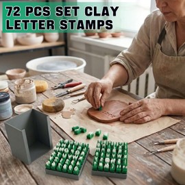 72 PCS Letter Stamps for Clay Set, Uppercase and Lowercase Alphabet Stamps