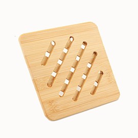 Natural Bamboo Ceramic Pot Tray Heat Bowls Insulation pad, Durable Anti-Hot Insulation pad for Hot Dishes, Bowl, Teapot, Hot Pot Holders Tray Soup Bowl Tray Table mat (7.87 * 7.87, Square)