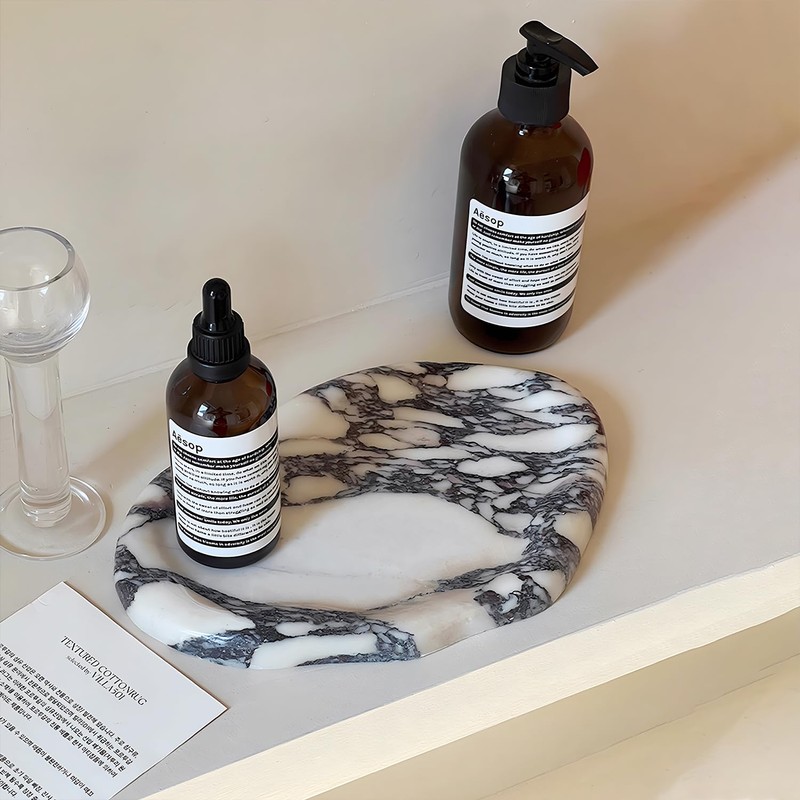 Artisanal Abode Real Luxurious Natural Marble Vanity Tray Genuine Marble