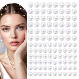 qiipii 4 Sheets Pure White Flatback Pearls Stickers Self Adhensive Solid White Big Half Pearls Stick On Jewels 8mm 10mm Large Sizes Gems Stick on for Nails Face Eyes Hair Makeup Clothing DIY Crafting