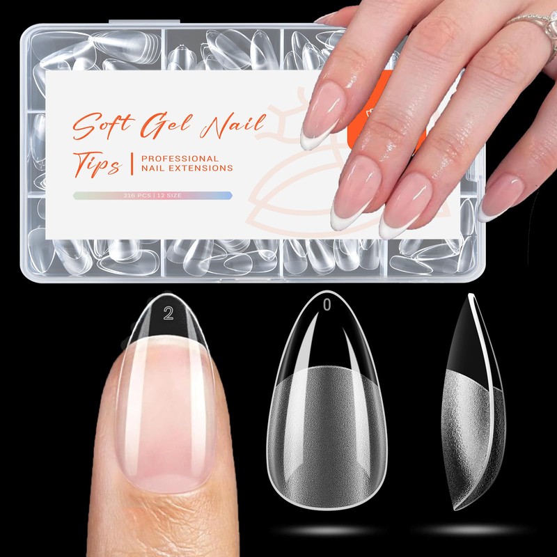 modelones Puntas de Uñas Cortas de Almendra, Gel Preformado X