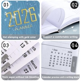 Moonlight Miles 2026 Pocket Diary A6 Week to View Small Slim Diary Full Year Agenda 2026 Weekly Planner Organiser Appointment Work Academic Diary (Black)