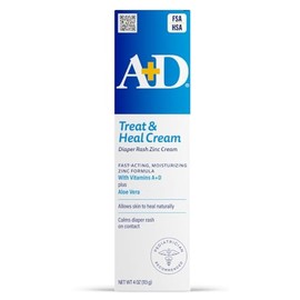 A+D A&D Zinc Oxide Diaper Cream, 4 OZ (113 g)