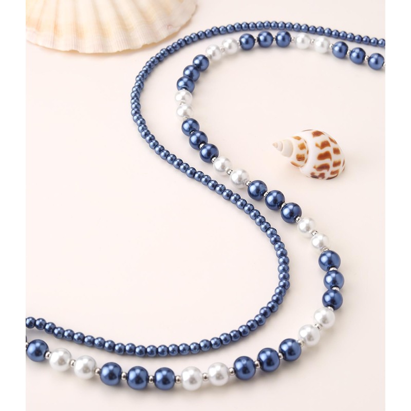 Pearl Beaded Necklaces for Women Double Strand Faux Pearls Bead