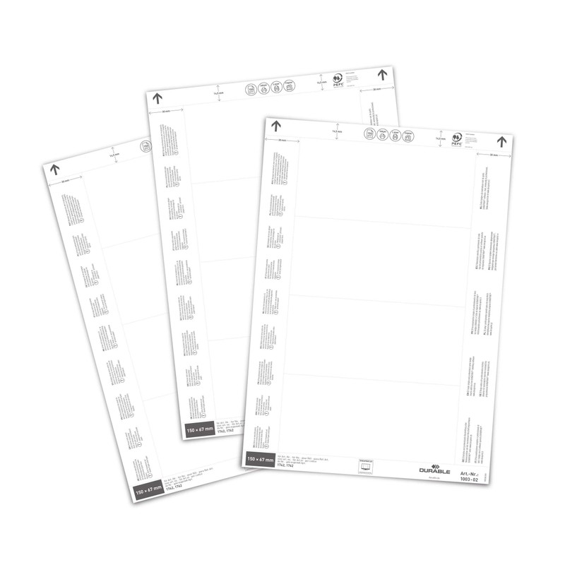 Durable Insertion Labels 150 x 67 mm for Label Pockets,