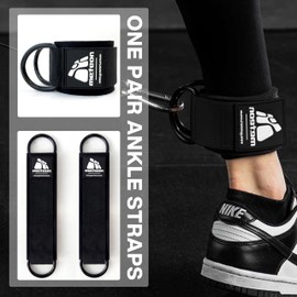 Meteor Ankle Strap Wrist Cuff for Cable Machine: Adjustable Gym Attachments for Kickback, Leg Extensions & Curls, Hip Abductors - Double D-Rings for Men & Women (1Pair)