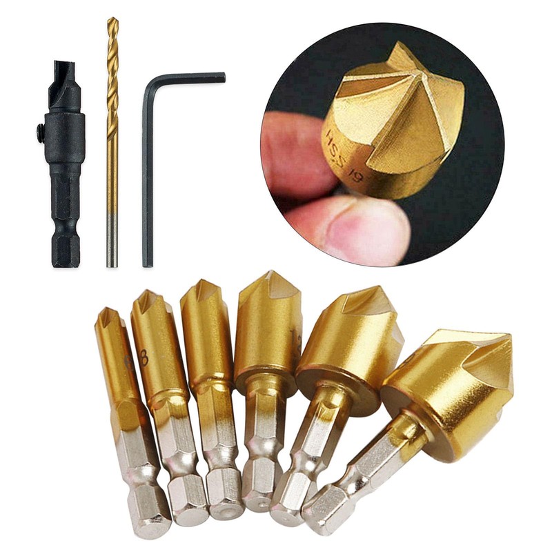 12 PCS Countersink Drill Bit Set, 6 PCS High Speed