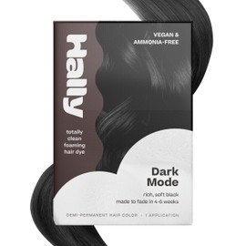 Hally Hair Color Cloud Hair Dye (Black) - Demi-Permanent Foam Hair Color for Women & Men - Mess-Free & Long-Lasting Hair Dye Kit, Hair Coloring Products Wash Out in 4-6 Weeks, Vegan