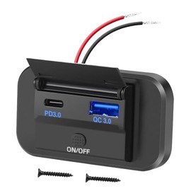 Intckwan 12V USB-Steckdose, 54W, Reiport-Ladegerät mit Simultaner Schnellladung (QC3.0 + PD) und EIN-/Ausschalter, USB-Einbaubuchse für 12–24V Auto, LKW, Boote, Wohnwagen (2 Stück)