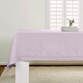 Solino Home Lilac Linen Tablecloth 120" L x 60" W Inch - 100% Pure Linen Classic Hemstitch Table Cloth for Rectangle Tables - Machine Washable Tablecloth for Wedding, Spring, Easter
