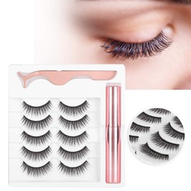 Magnetic False Eyelashes with Magnetic Liquid Eyeliner, Tweezers for Easy Use, Lightweight and Travel Friendly