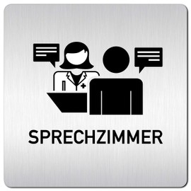 Türschilder24 XXL Door Sign (B) 125 x 125 mm Speech Room 002 Doctor 1.5 mm Aluminium Solid Material 100% Made in Germany