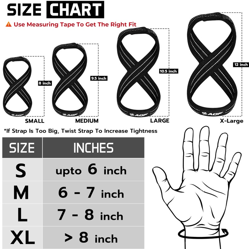 AQF Figure 8 Lifting Straps, Anti Slip Gym Wrist Supports