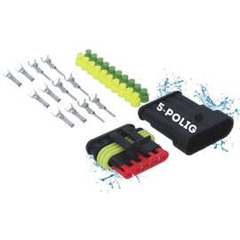 Kalitec KALI-1005 Superseal Set 5-Pin I Car Cable Connector I Plug Waterproof I Quick Connector IP67 I Waterproof Connector for Trucks, Cars, Boats, Scooters, Motorcycles, Quads