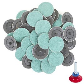 2 inch 24 Grit Zirconia Quick Change Roll-On Type Abrasive Sanding Discs (50 pcs) with Holder