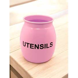 Nobel Barrel Shaped Utensil Holder & Organiser, Sturdy Cutlery Holder , Storage Container, Spoon Holder (PINK)