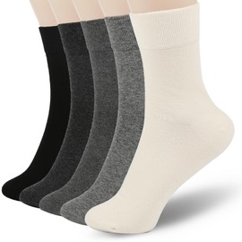 FGZ Womens Thin Cotton Socks, Soft Cotton Socks Women Above Ankle Crew Socks 5 Pairs (5-9,Grey)