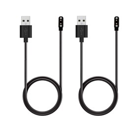 Smart Touch Charging USB Cable Compatible with P22 & P25 & Y20 & DT96 & KW10 & KW20 Smart Watch 2 pin Strong Magnetic Suction Charger Cable 2PCS(Black)