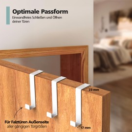 virea 10 x Door Hooks White – Coat Hooks for Hanging – Stainless Steel Door Coat Hooks – Hooks for Outside Doors – Coat Hooks for Jackets, Bags, Bathrobe etc.