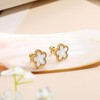 FUNIO 18K Gold Plated Clover Earrings for Women-Van Cleef Four