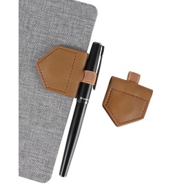 Magnetic Leather Bookmarks with Pen Holder Vegan Leather Book Marks Gifts for Reading Book Lovers Notebook Travelers (Brown-2PC)
