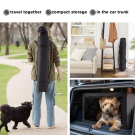 Cozzze Travel Dog Crate - 37 Inch Collapsible Portable Dog Crate for Large Dogs, Foldable Dog Crate with Detachable Storage Bag, Removable Pad, and Mesh Windows for Outdoor & Indoor (Black)