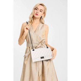 Gladdon Quilted Leather Crossbody Purse for Women Trendy Ladies Shoulder Bag with Chain Designer Purses White I