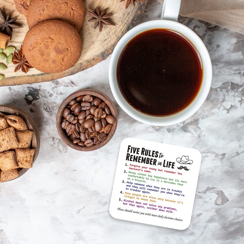 CS597 Five Rules to Remember in Life Novelty Funny Coffee