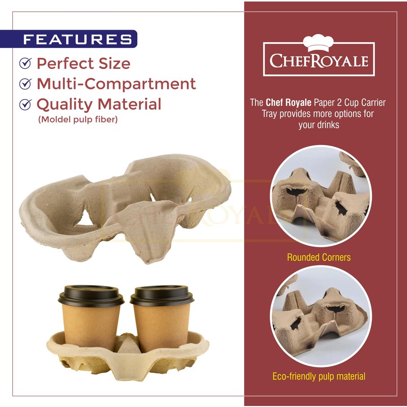 Chef Royale 2 cups holder tray for Tea - Hot