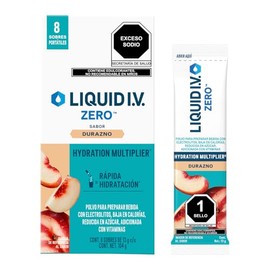 Liquid Zero Electrolitos Vitaminas Polvo Preparar Bebida Hidratante Sabor Durazno Sobres