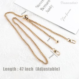 Framendino, Purse Chain Strap, 41-51 Inch Adjustable Shoulder Cross Body Chain Strap Gold Replacement Chain Strap with Metal Buckles for Women
