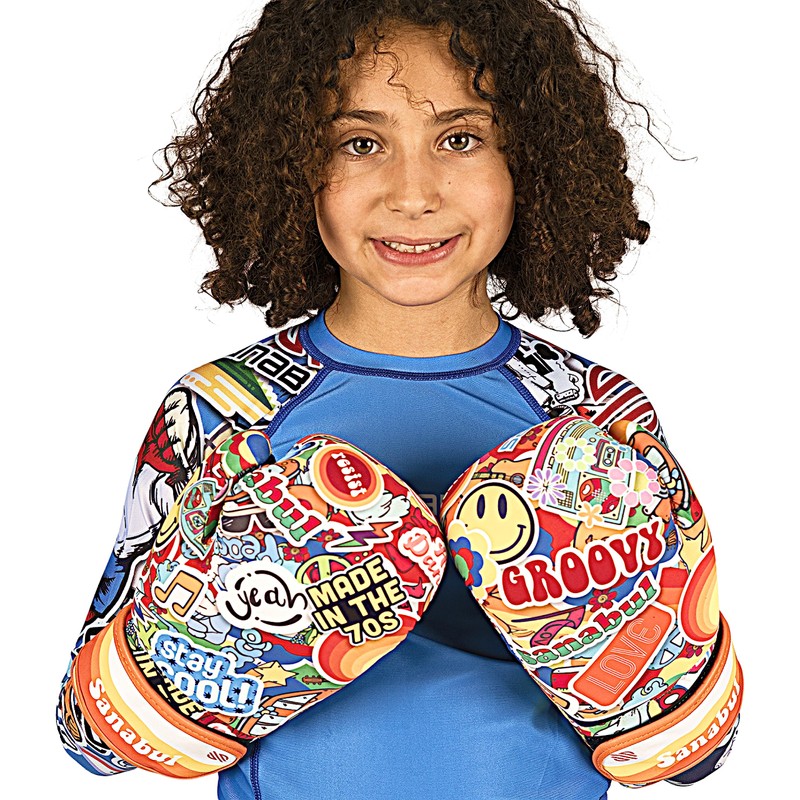 Sanabul Children's Sticker Bomb Boxes Kickboxing Training Gloves 70's 4oz