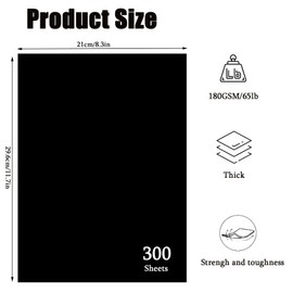 Black Cardstock Paper 8.5'' x 11'', 300 Sheets 180gsm/65 lb Black Printer Card Stock, Heavy Construction Paper for Card Making Printing Craft Drawing Scrapbooking Cutting