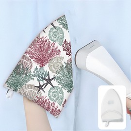 Garment Steamer Ironing Glove with Finger Loop, Heat Resistant Waterproof Ironing Mitt for Heat Resistan Handheld Steamer, Garment Steamer Accessories for Clothes,Coastal Summer Beach Coral Starfish
