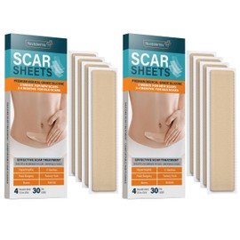 NUVADERMIS Silicone Scar Sheets – Extra Long Medical-Grade Scar Sheets for C-Section, Tummy Tuck, Keloid, and Surgical Scars – Reusable and Effective – 2 Packs of 4-8 Total Sheets