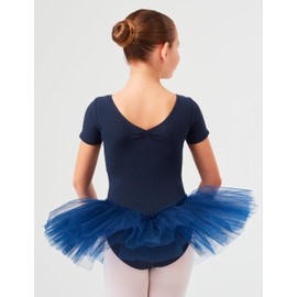 tanzmuster ® Ballet Dress Girls Tutu - Nele - Cotton with Rhinestones, Ballet Clothing for Children Ballet, navy
