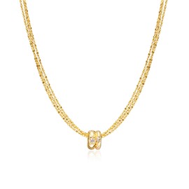 EFHARIS Women Good Luck Multi Strand Necklace with Charm 18K gold-plated on copper Gold
