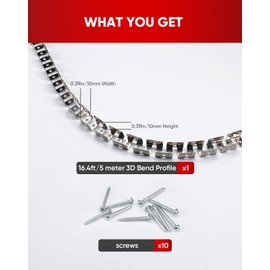 Shine Decor 16.4ft/5Meter 3D Bend Flexible Profile, Aluminum Channel for 10x10mm Dual Bend LED Neon Rope Light