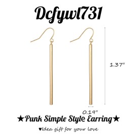 Gold Earrings for Women Dangle Long Vertical Bar Drop Dangle Earring Minimal Geometric jewelry for Girls (A-EARRING)