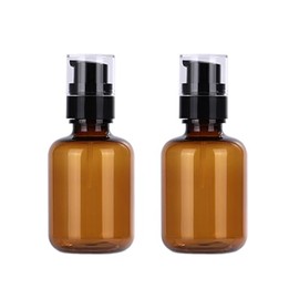 2Pcs 120ML/4OZ Amber Plastic Lotion Pump Bottles Dispensers Refillable Makeup Cosmetic Storage Containers Soap Dispenser Vials for Cream Shampoo Essential Oil